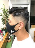 メンズ フェード風 刈り上げ 七三
