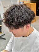 波巻きパーマメンズパーマメンズヘアツーブロックツイストパーマ