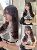 マロンベージュ×姫カットレイヤー×韓国風巻き×髪質改善