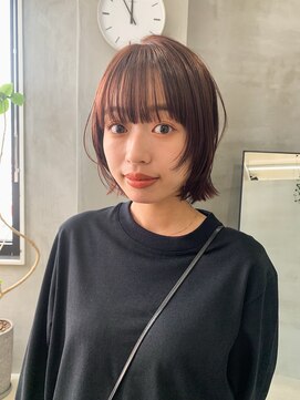 テトヘアー(teto hair) パッツン前髪/切りっぱなしボブ/ピンクカラー/レイヤーボブ