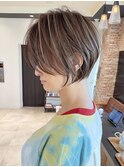 30代40代50代大人ショート髪型丸顔前髪なし似合わせ 安