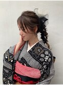 卒業式 袴着付け 着物ヘアアレンジ メイク ヘアセット