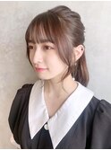 顔まわりミディ_チェリーブラウンフェミニンロング_ba420041
