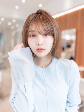 ハバナ 渋谷(HAVANA) 20代30代大人可愛いピンクベージュ丸顔マルチダボブ