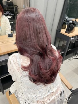 アリュウル 表参道(ALLURE) ブリーチ無しWカラーチェリーピンク　韓国レイヤー　学割U24