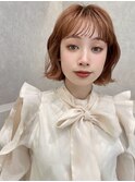 前下がりボブ/切りっぱなし/内巻きボブ/大人可愛い/薄めバング
