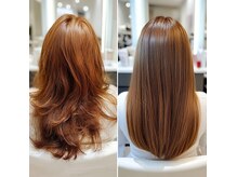 e.m.a プレミアムビューティーサロン 栄駅店(e.m.a PREMIUM BEAUTY SALON)の雰囲気（40代女性のお客様6ヶ月間の髪質改善で乾かすだけの状態/縮毛矯正）