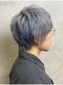 グレージュ/メンズカット/シルバーアッシュ/マッシュショート