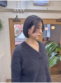 モードスタイルラインボブ/重ためぱっつんボブ/切りっぱなしボブ