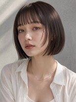 ヴェイン 渋谷(vain)&nbsp;ミニボブ フルバング サイドレイヤー 美髪 暗髪 グレージュ