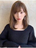 大人かわいい小顔フェザーバングマロンベージュ20代30代吉祥寺