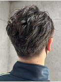 メンズ/アップバング/ツーブロックマッシュ/束感ショート/波巻き