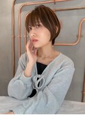 前髪ピンクベージュマチルダボブ【錦糸町/ショート】