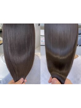 《コスメ縮毛矯正＋カット＋超音波ミルボンTR\10900★》うる艶ストレートがこの価格♪＃髪質改善ストレート