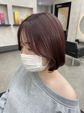 ルノン フィージュ(LUNON fieju) ワインレッドカラー/ブリーチなしカラー/タッセルボブ