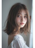 こなれミディ/顔まわり/シアーグレージュ【lana hair/新宿】