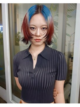 レコ 渋谷(LECO) レッドブルールーツデザインシャギーボブ