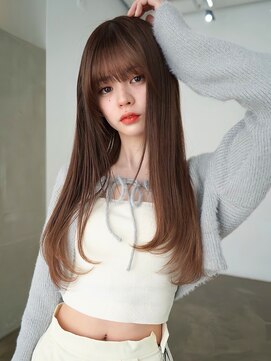 アンジェリカ 尼崎店(ANGELICA) ANGELICA 縮毛矯正 内巻きストレート まろやかブラウンカラー