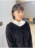 ミニウルフチェリーブラウンホワイトグレージュフェザーパーマ