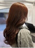 【白石】ブリーチなし赤髪暖色艶カラーレッドブラウン原宿
