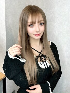 リゲル(rigel) バレイヤージュヘアカラー レイヤーボブミルクティーベージュ
