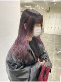 【丸山style】ロングウルフ×インナーカラー×モーヴピンク