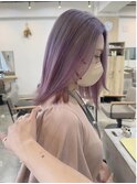 ラベンダーからピンクのルーツカラー**(ブリーチ1~2回)