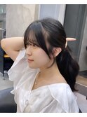 韓国レイヤー/韓国風/ボブ/髪質改善/黒髪/ブリーチなし〔池袋〕