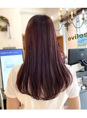 レッドブラウン　暖色カラー　髪質改善カラー