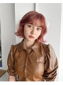 レイヤーボブ　コーラルピンク