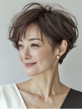 大人ショート　白髪ぼかし　脱白髪染め　白髪染め　40代50代60代