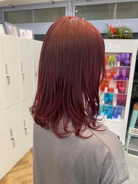 コンティロミー(CONTI ROMMY.) ミディアムレイヤー全頭ブリーチチェリーレッド☆20代～50代