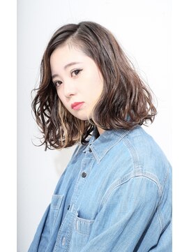 にしはら 美容室 ハイライト×インナーカラー×ロブ