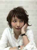 外はねショートボブ/眉上バング/くせ毛ショート