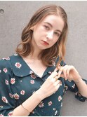 くびれボブ/カーキグレージュ/大人かわいい/フェザーバング