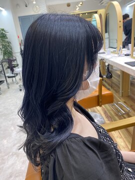 アプリバイリアン 浦和2号店(appri by Rien) ミディアムヘア/ブルーブラック/魅力倍増カール/ベビーバング