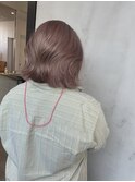 ピンクラベンダーピンクグラデーション赤髪クラシカルボブ