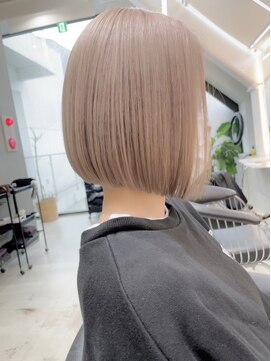 リール 銀座(R'EEL) ハイトーングレージュカラーボブルフ×髪質改善[銀座]