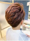 20代30代メンズマッシュツーブロハイライトレッドブラウン