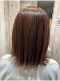 大人かわいい外ハネボブ くびレイヤー 秋カラー髪質改善Tr