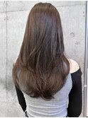 ウェーブパーマこなれミディ前髪レイヤーカット短めバング