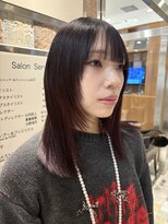 ピークアブー アヴェダ アトレ恵比寿(PEEK-A-BOO AVEDA) 顔まわりレイヤー ワインレッド ぱっつん前髪 20代30代40代