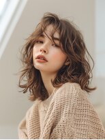 エレノア 梅田店(Eleanor)&nbsp;ウェーブヘア/外ハネボブ/ニュアンスカラー/くすみベージュ