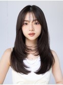 イメチェンスタイルミディアムレイヤーロングレイヤー前髪カット