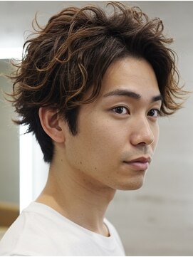 メンズエス 天満扇町(mens esu) yaカールスタイル/刈り上げカット/ブラウンカラー