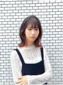 インナーカラー×アプリコットオレンジ×外ハネボブ