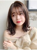 セミディ20代30代40代◎ワンカール斜めバング前髪#260f0911