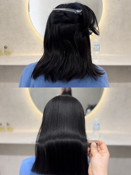 ホワイト(WHITE) ブリーチ毛縮毛矯正 髪質改善 ストレート ボブ