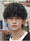 銀座シャドウパーマニュアンスパーマツーブロックメンズパーマ
