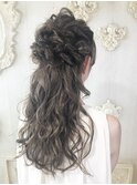 ゆるふわハーフアップ 結婚式 二次会